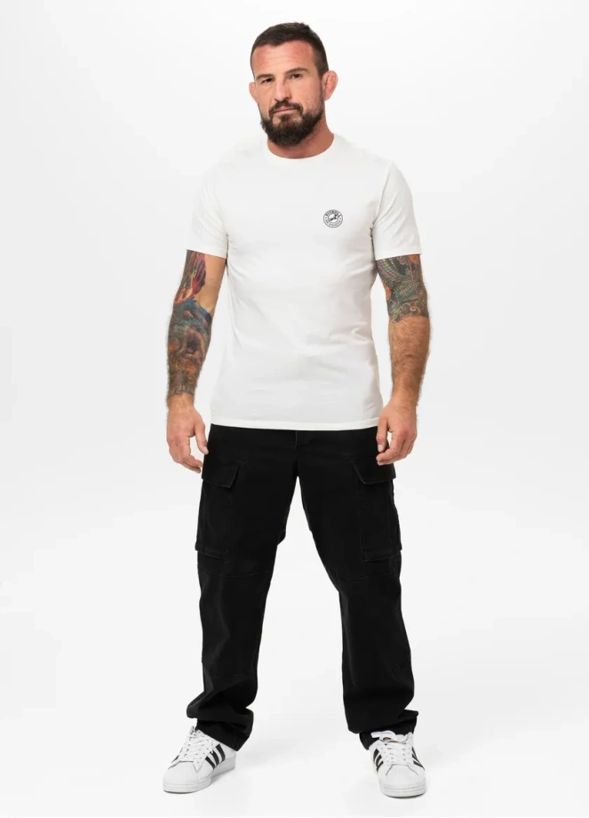 Koszulka męska T-Shirt Pit Bull Pitbull San Diego CA Small Logo Slim Fit biała