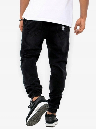 Spodnie męskie Jeans Jogger Jigga Wear Crown czarne