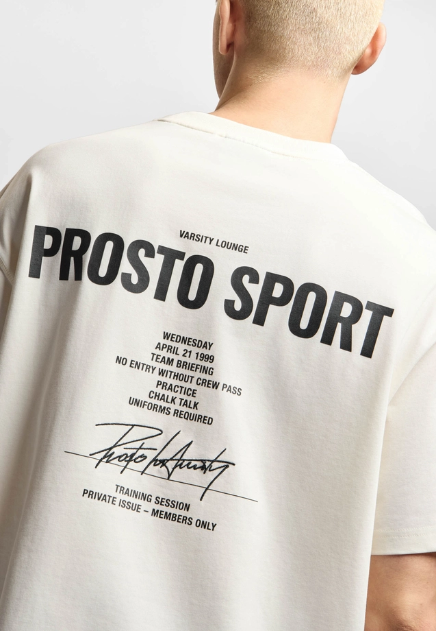 Koszulka męska t-shirt oversize Prosto Club kremowa