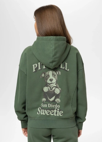 Bluza damska rozpinana z kapturem Pitbull Washed Sweetie zielona