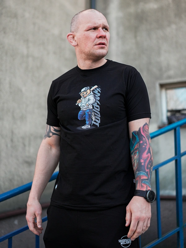 Koszulka męska t-shirt Środowisko Miejskie Baseball Bear czarna