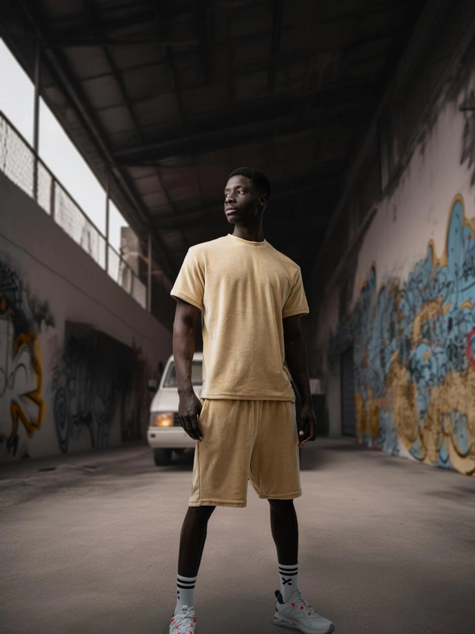 Komplet dresowy męski welur Jigga Wear Classic Velour beżowy