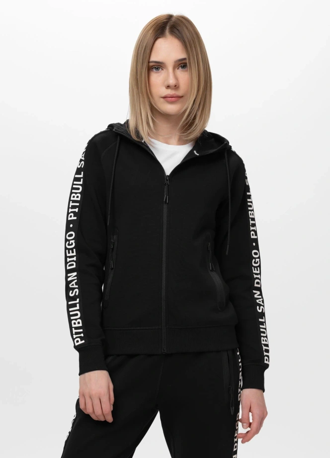 Bluza damska rozpinana z kapturem Pitbull Explory Tape czarna