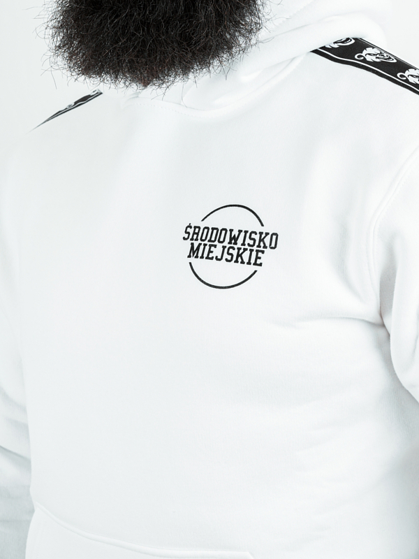 Bluza męska z kapturem Środowisko Miejskie Classic Lampas biała