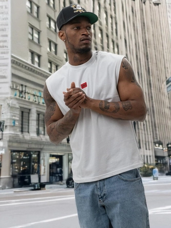 Koszulka męska tank top Jigga Wear Badge biała