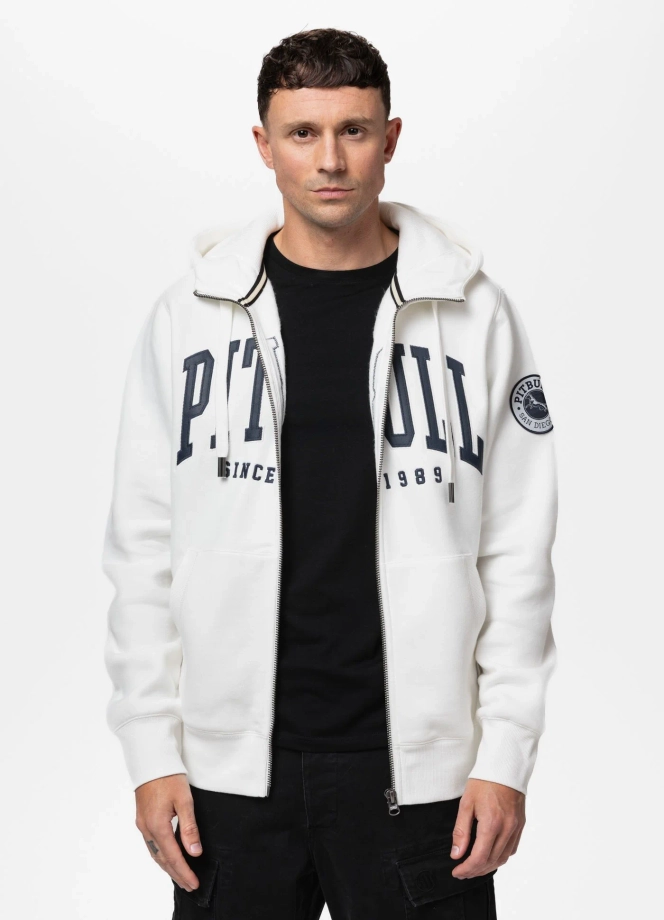 Bluza męska rozpinana z kapturem Pit Bull Norton off white biała