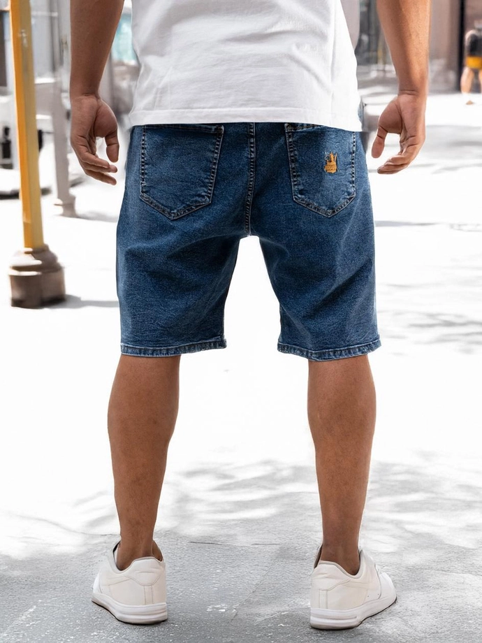 Spodenki szorty męskie jeans Baggy Jigga Wear Crown Gold niebieskie