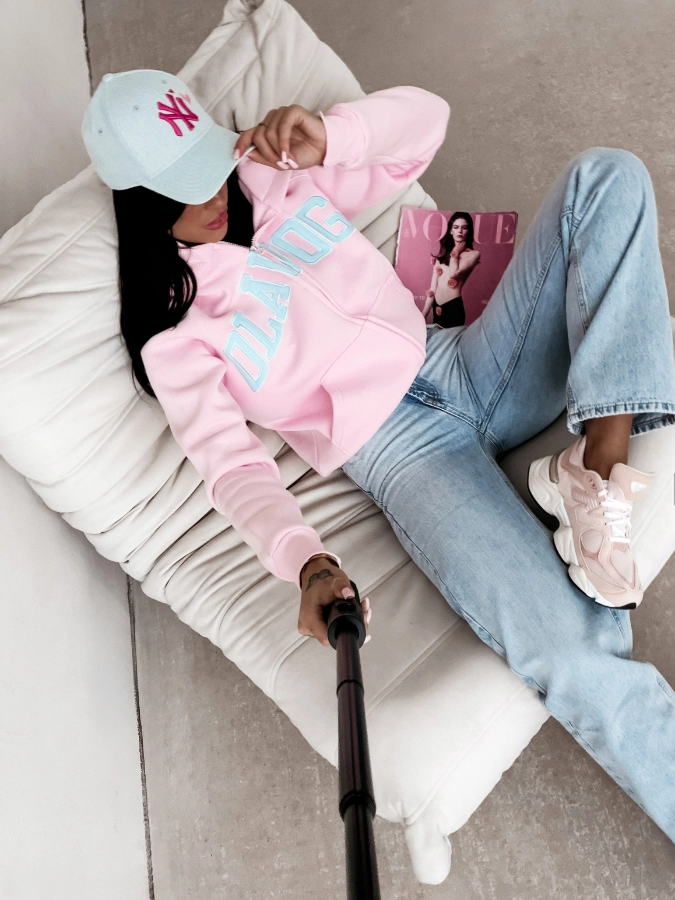 Bluza damska z kapturem Olavoga Iris różowa