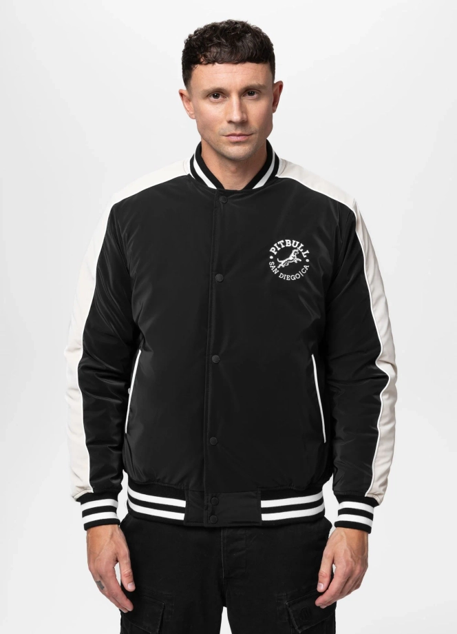 Kurtka męska przejściowa bejsbolówka Pit Bull Manolito czarno/biała