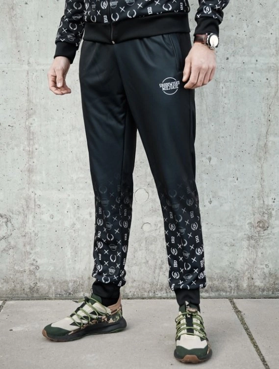 Spodnie dresowe męskie Środowisko Miejskie Pattern Poliester czarne
