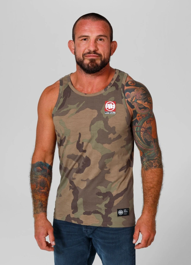 Koszulka męska tank top Pitbull Small Hilltop woodland camo