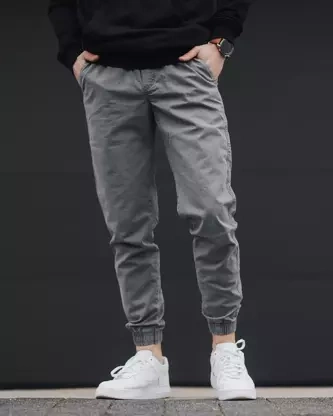 Spodnie męskie jogger Jigga Wear Dark Grey Stripe szare