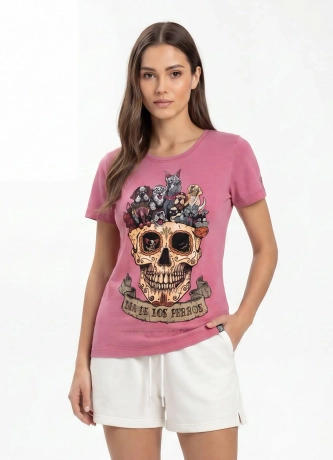 Koszulka t-shirt damska Pit Bull Dia De Los Perros różowa
