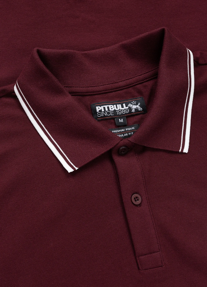 Koszulka męska Polo Pitbull Pique Stripes Regular ciemno bordowa
