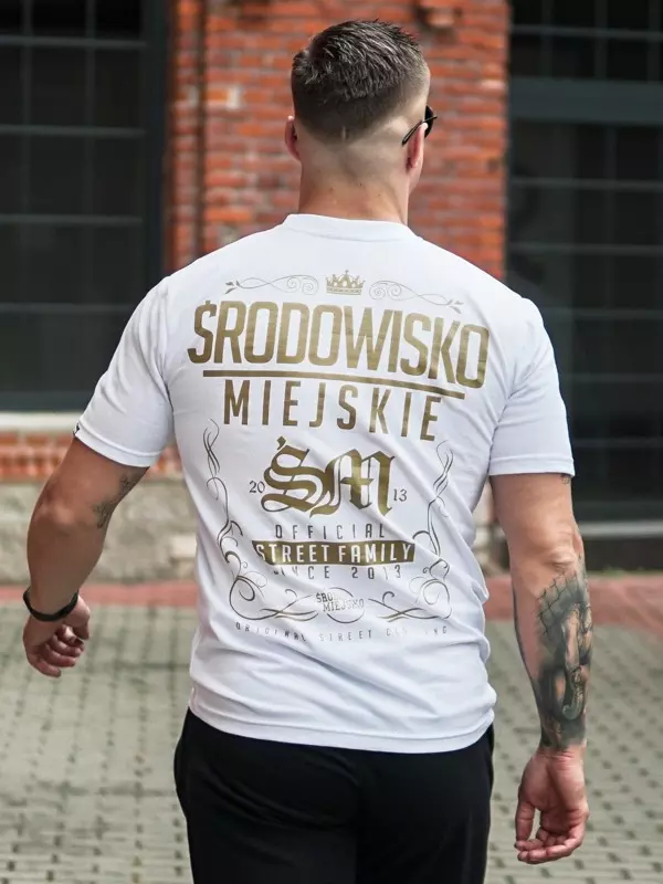 Koszulka męska t-shirt Środowisko Miejskie Theme biało/złota