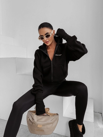 Bluza damska rozpinana z kapturem Olavoga Autumn Tale czarna