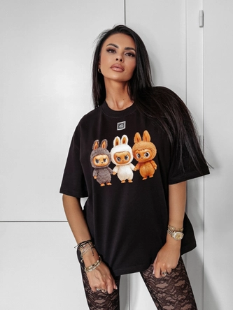 Koszulka damska T-shirt Olavoga Heart Side czarna