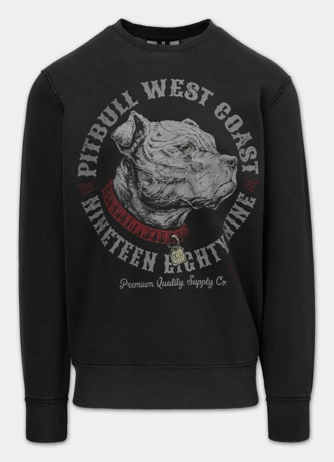 Bluza męska bez kaptura Pitbull Strenght&Respect ciemno grafitowa