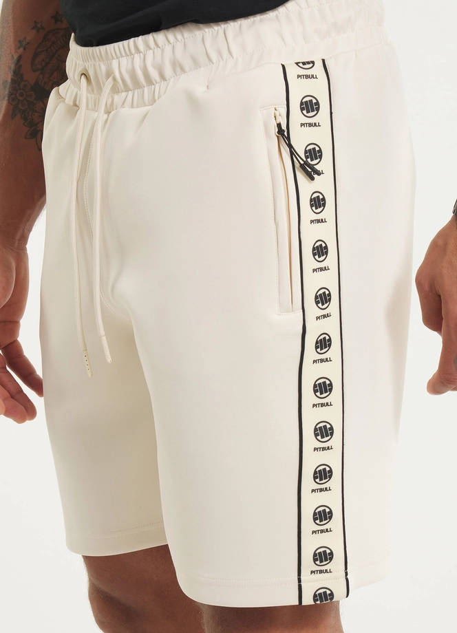 Spodenki szorty dresowe męskie Pitbull Pit Bull Powers off-white kremowe