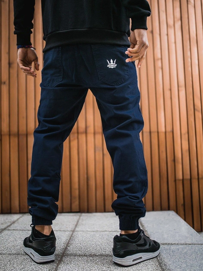 Spodnie męskie Jogger Jeans Jigga Wear Crown Stitch granatowe/białe