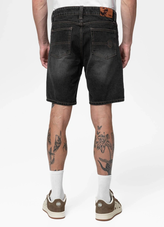 Spodenki szorty jeans męskie Pitbull Wash Bayside czarne