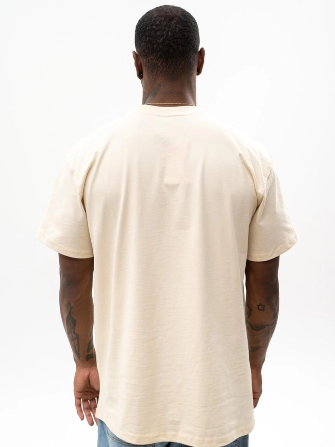 Koszulka t-shirt męski Jigga Wear Haft Simple Crown beżowa