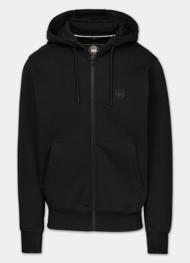 Bluza męska rozpinana z kapturem Pitbull Charger Small Logo czarna