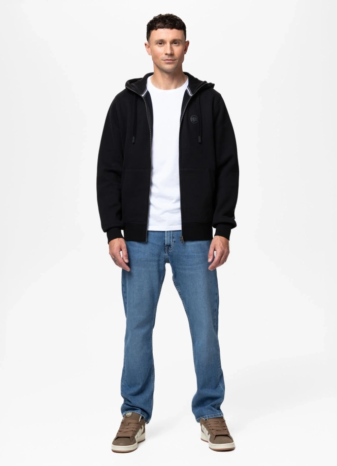 Bluza męska rozpinana z kapturem Pit Bull Hilltop czarno/czarna