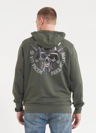 Bluza męska z kapturem Pitbull Pit Bull Para Bellum ZIP zielona