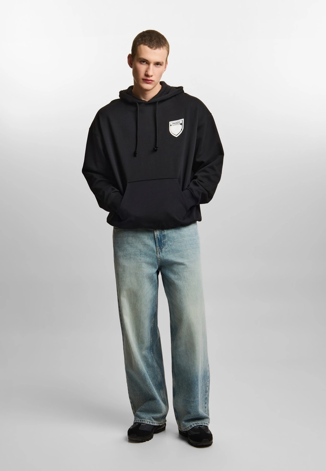 Bluza męska z kapturem oversize Prosto Splash Shield Mini czarna