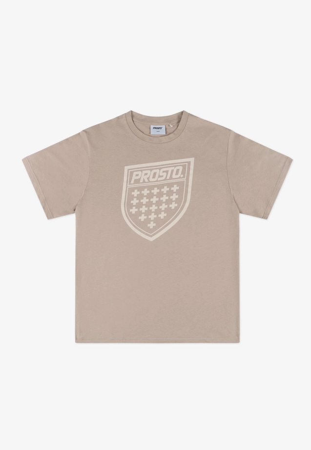 Koszulka męska t-shirt Prosto Shield beżowa