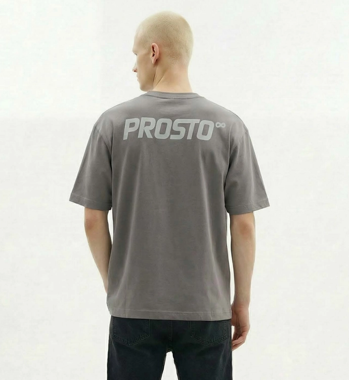 Koszulka męska t-shirt oversize Prosto Big Log Infinity ciemno szara