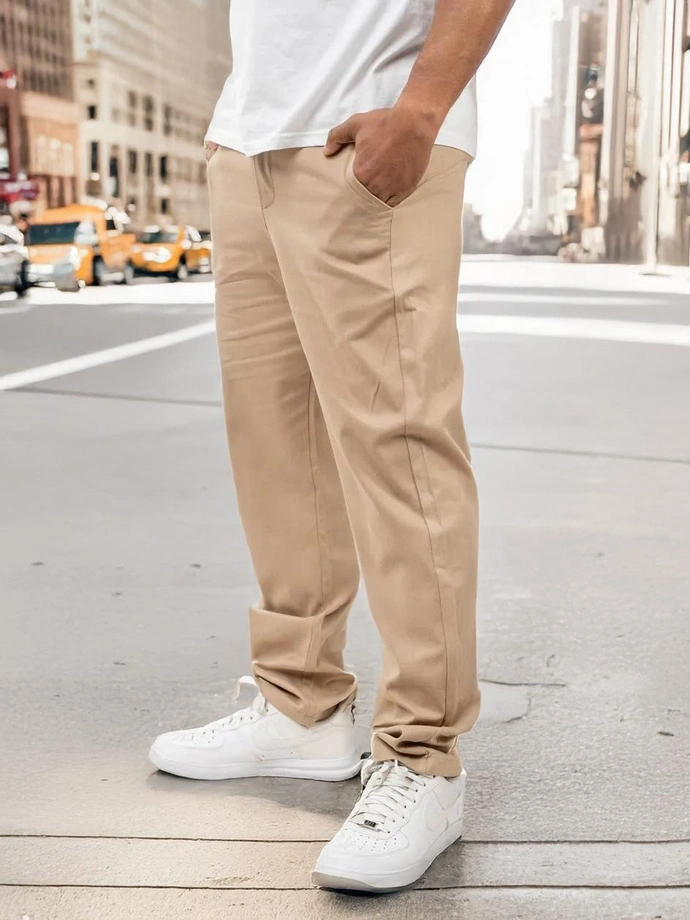 Spodnie Materiałowe męskie Chino Jigga Wear beżowe