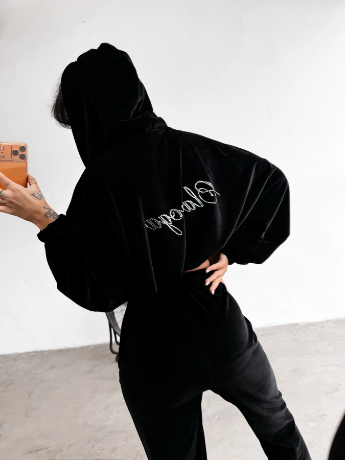 Komplet damski welurowy Olavoga Prism czarny