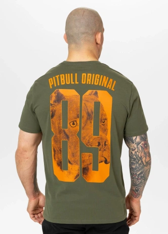 Koszulka męska T-Shirt Pitbull Eighty Nine Dog oliwkowa zielona