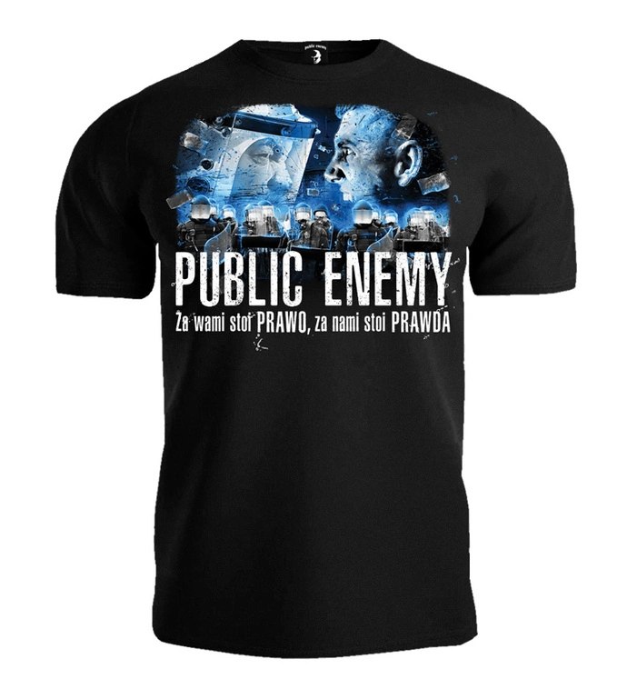 Koszulka męska T-shirt Public Enemy Za wami stoi PRAWO za nami stoi PRAWDA czarna