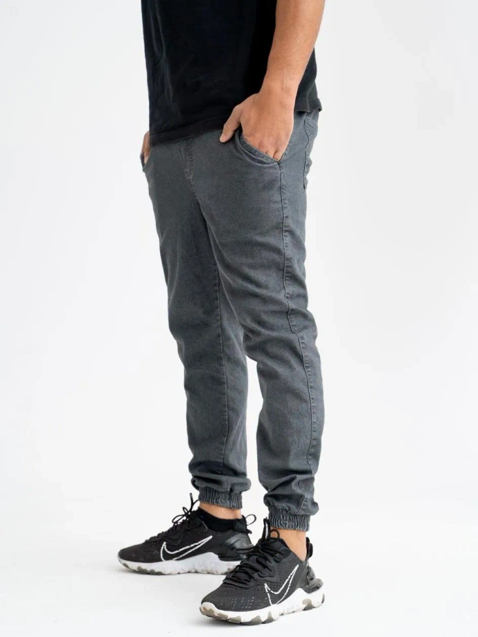 Spodnie męskie Jogger Jeans Jigga Wear Crown szare