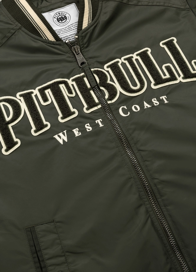 Kurtka męska przejściowa bejsbolówka Pit Bull Detroit ciemno zielona