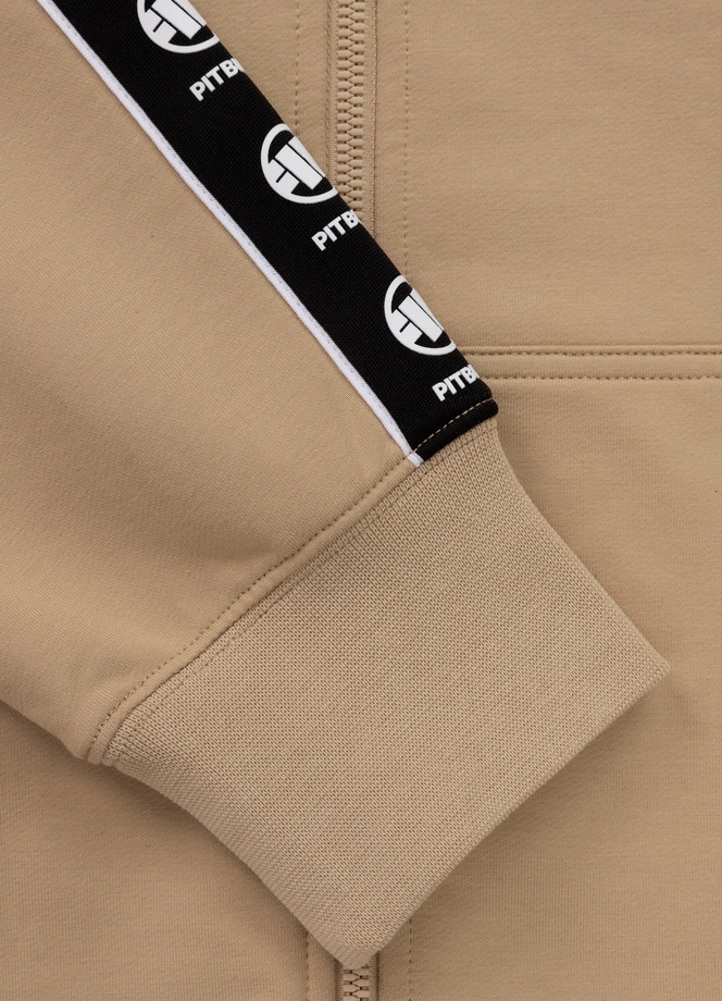Bluza męska z kapturem Pitbull Pit Bull Tape Nugget ZIP beżowa