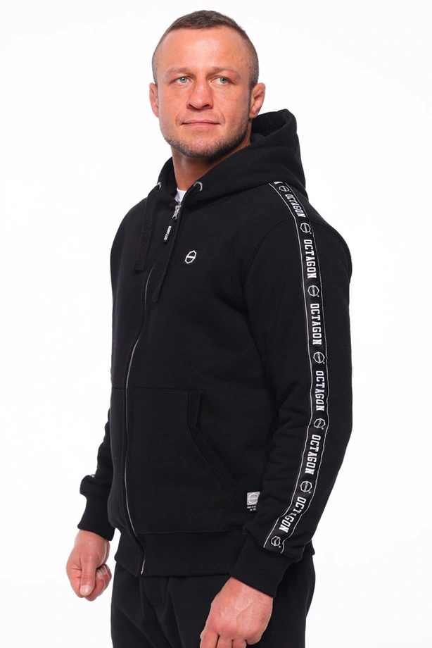 Bluza z kapturem Octagon ZIP STRIPE czarna