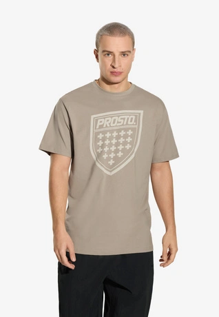 Koszulka męska t-shirt Prosto Shield beżowa