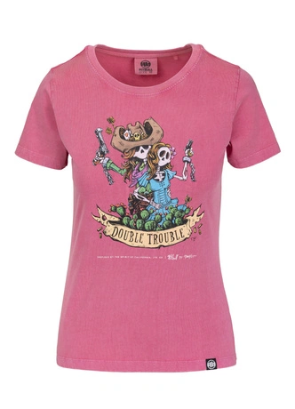 Koszulka damska T-shirt Pit Bull DoubleTrouble sprany różowy