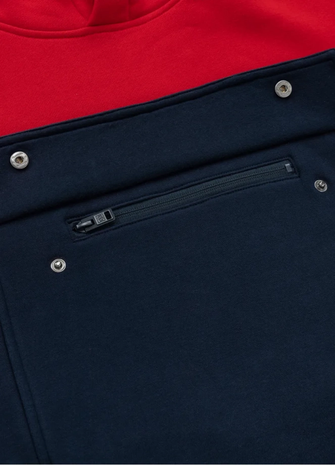 Bluza męska z kapturem Pitbull Pit Bull Two-Color Hilltop hooded czerwona/granatowa