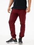 Spodnie męskie Materiałowe Jogger Jigga Wear Crown Stitch burgundowe/białe
