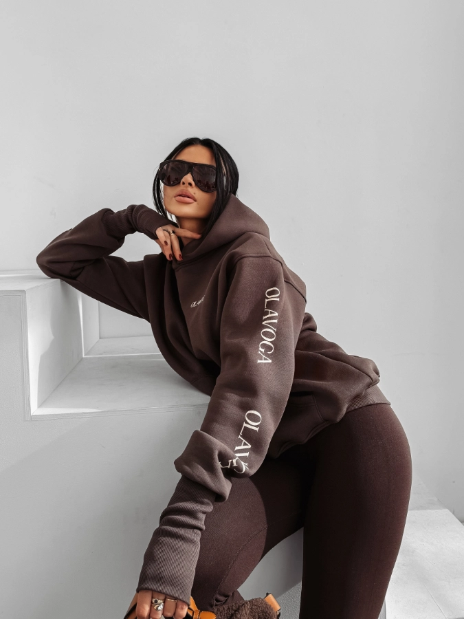 Bluza damska z kapturem Olavoga Wild Season brązowa