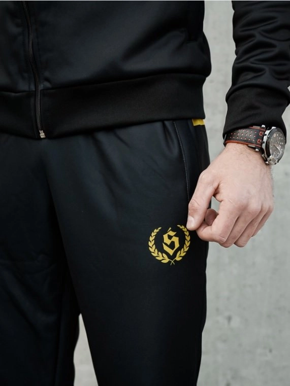 Spodnie dresowe męskie Środowisko Miejskie Laur Poliester czarno/żółte