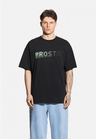 Koszulka męska t-shirt oversize Prosto Blizz grafitowa czarna