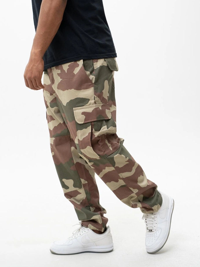 Spodnie Materiałowe Baggy Bojówki Jigga Wear Ripstop Military brązowo/zielone camo