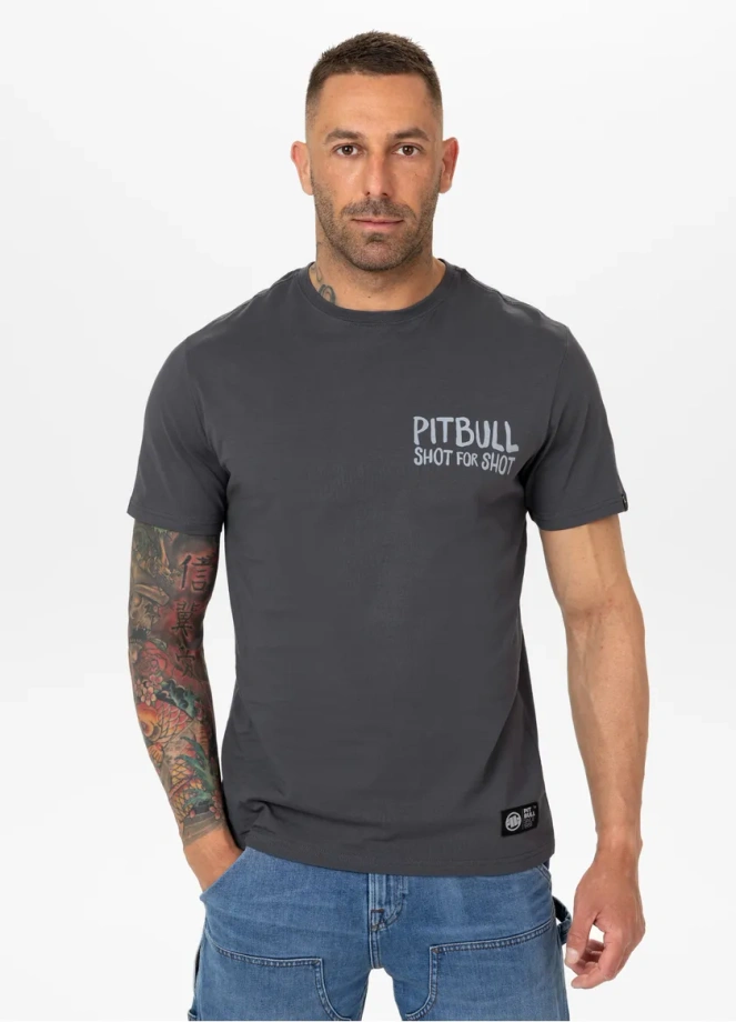 Koszulka męska T-Shirt Pit Bull Pitbull Shot For Shot grafitowa szara