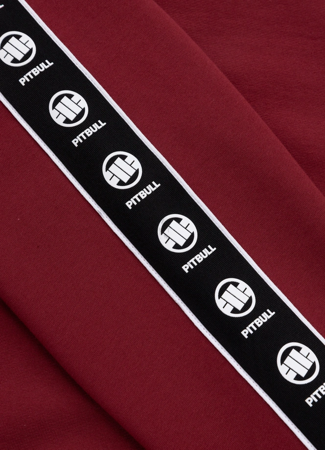 Bluza męska z kapturem Pitbull Pit Bull Tape Nugget ZIP bordowa